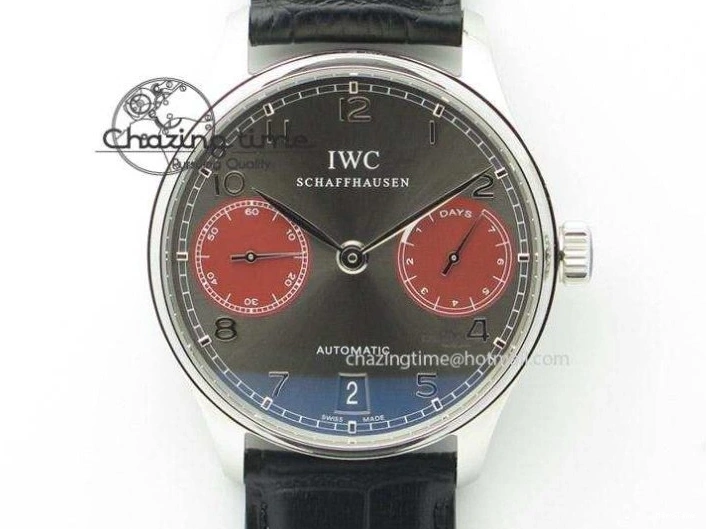 MIROTIME 0513 Portuguese IW544404 SS Gray Dial On Black Leather Strap A Practical 7259